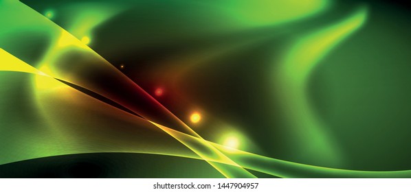 Neon color wave lines abstract background, magic techno futuristic light, vector