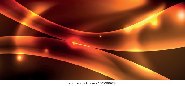 Neon color wave lines abstract background, magic techno futuristic light, vector