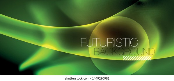 Neon color wave lines abstract background, magic techno futuristic light, vector