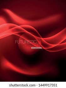 Neon color wave lines abstract background, magic techno futuristic light, vector
