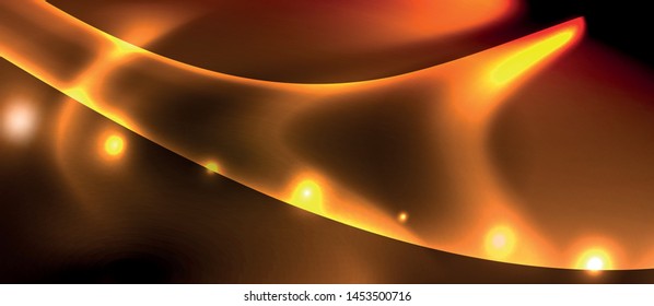 Neon color wave lines abstract background, magic techno futuristic light, vector