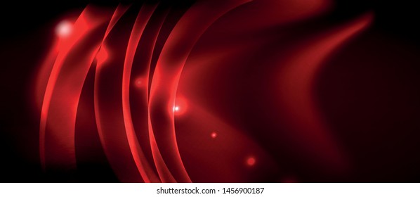Neonfarbige Wellenlinien abstrakter Hintergrund, Zaubertechno futuristisches Licht, Vektorgrafik
