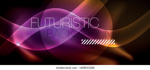 Neon color wave lines abstract background, magic techno futuristic light, vector
