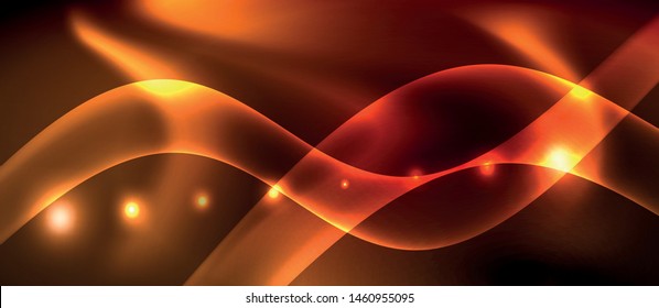 Neon color wave lines abstract background, magic techno futuristic light, vector