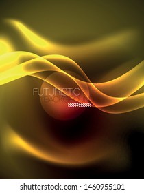 Neon color wave lines abstract background, magic techno futuristic light, vector
