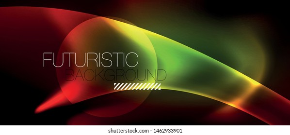 Neon color wave lines abstract background, magic techno futuristic light, vector