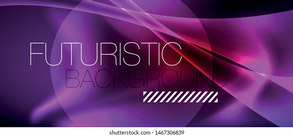 Neon color wave lines abstract background, magic techno futuristic light, vector