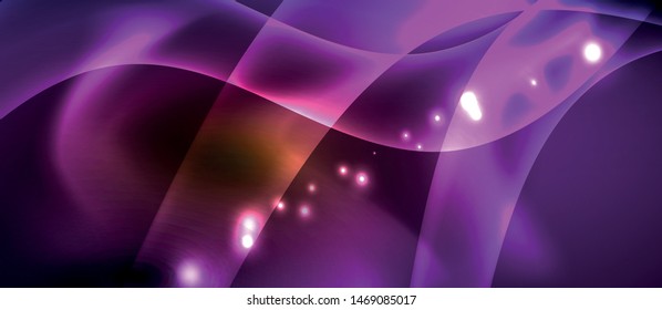 Neon color wave lines abstract background, magic techno futuristic light, vector