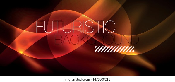 Neon color wave lines abstract background, magic techno futuristic light, vector