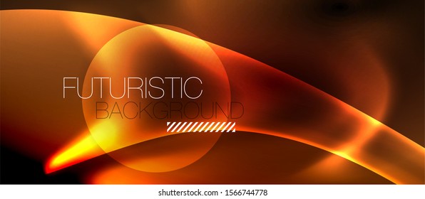 Neon color wave lines abstract background, magic techno futuristic light, vector