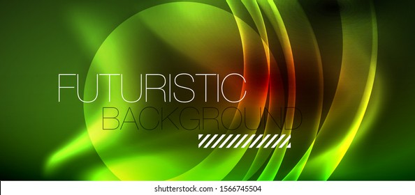 Neon color wave lines abstract background, magic techno futuristic light, vector