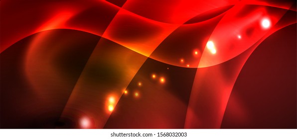 Neon color wave lines abstract background, magic techno futuristic light, vector