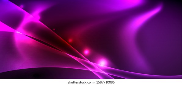 Neon color wave lines abstract background, magic techno futuristic light, vector