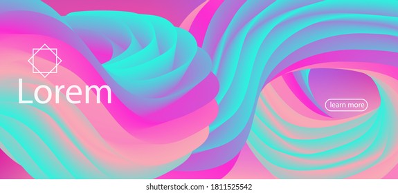 Neon Color Website Design. Landing Page, Pink, Purple Background. 3d Fluid Vivid Vector Background. Dynamic Motion Trendy Wave. Funky Liquid Flow Banner. Geometric Lucid Gradient Overlay.