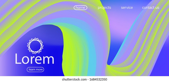 Neon Color Website Layout. Landing Page, Green, Purple Background. Dynamic Movement Modern Wave. Trendy Liquid Shape Banner. 3d Fluid Vivid Vector Background. Colorful Lucid Gradient Overlay.