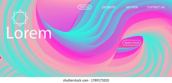 Neon Color Website Layout. Landing Page, Pink, Purple Background. Dynamic Motion Modern Wave. 3d Fluid Bright Vector Background. Colorful Lucid Gradient Wallpaper. Funky Liquid Shape Banner.