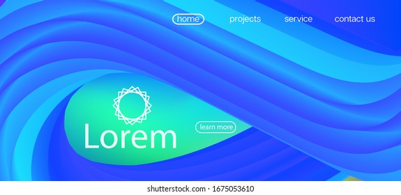 Neon Color Website Template. Landing Page, Blue, Purple Background. Futuristic Vivid Gradient Wallpaper. Trendy Liquid Shape Banner. Dynamic Movement Modern Wave. 3d Fluid Vibrant Vector Background.