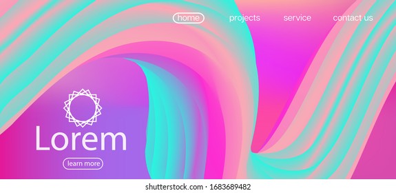 Neon Color Website Template. Landing Page, Pink, Purple Background. 3d Fluid Vivid Vector Background. Colorful Bright Gradient Wallpaper. Funky Liquid Shape Banner. Dynamic Movement Modern Wave.