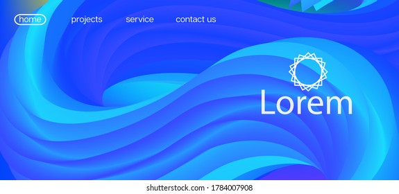 Neon Color Website Template. Landing Page, Blue, Purple Background. Futuristic Vibrant Gradient Wallpaper. 3d Fluid Vivid Vector Background. Dynamic Movement Modern Wave. Funky Liquid Shape Banner.