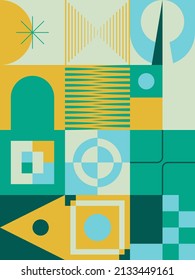 Neon colored abstract vector pattern artwork made with various geometric shapes and elements. Digital graphics design for poster, cover, art, presentation, prints, fabric, wallpaper and etc.