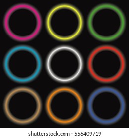 Neon colored circles. Vector illustration.