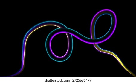 fio brilhante de neon colorido sobre fundo preto