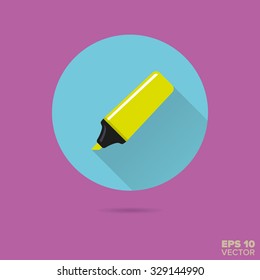 neon colored highlighter flat design vector icon