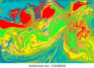 Neon colored marble pattern. Fluorescent liquid background. Artwork abstract vector texture.