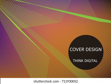 Neon Colored Minimal Vector Cover Template. Geometrical Bright Glitch Presentation Background. Geometrical Trendy Modern Technical Poster. Iridescent Horizontal Wallpaper. Sparkling Futuristic Cover.