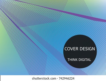 Neon Colored Minimal Vector Cover Template. Geometrical Bright Glitch Presentation Background. Geometrical Trendy Modern Technical Poster. Iridescent Horizontal Wallpaper. Sparkling Futuristic Cover.