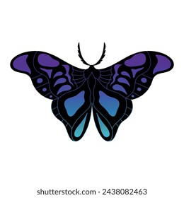 Neon colored monarch butterfly. Hand drawn insect. Vector illustration