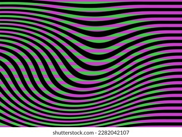 Neon Colored Pattern with Stripes and Waves. Technology Background. Abstract Modern Digital Bg. Vector Illustration