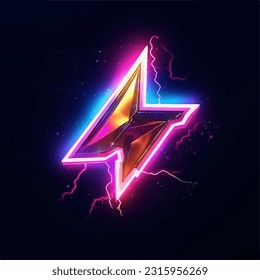 Logo de un trueno arcoiris de color neón