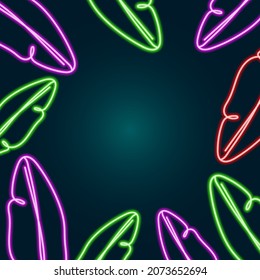 neon colored tropical plant frame 
