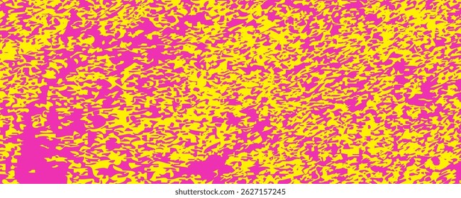 Neon colored urban punk background with halftone texture, paint drops and splashes. Bright pink and yellow colored banner design. Modern grunge background with hand drawn brush strokes.