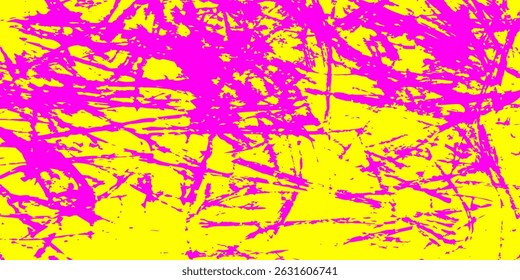 Neon colored urban punk background with halftone texture, paint drops and splashes. Bright pink and yellow colored banner design. Modern grunge background with hand drawn brush strokes.