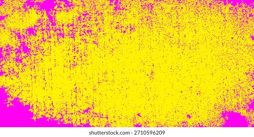 Fundo punk urbano neon colorido com textura de meio-tom, pingos de tinta e respingos. Design de banner rosa brilhante e amarelo. Fundo grunge moderno com traços de pincel desenhados à mão.