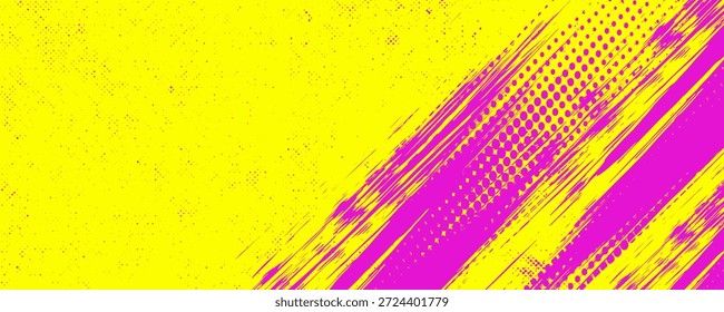 Fondo punk urbano de color neón con textura de semitono, gotas de pintura y salpicaduras. eps 10