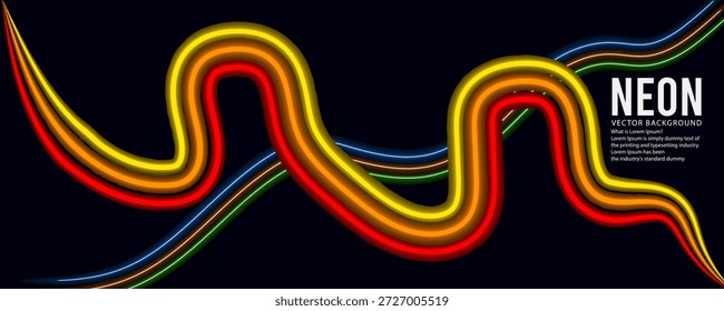 Líneas onduladas de color neón sobre fondo oscuro