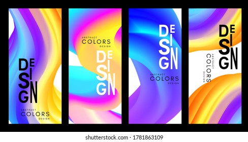 Neon colorful abstract background with flowing colors. Vector illustration in modern blend motion style.