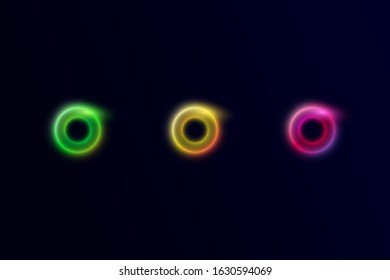 Neon colorful circle background set. Vector illustration.