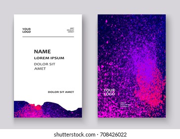 Neon colorful explosion paint splatter artistic covers design  Decorative bright texture splash spray dark backgrounds  Trendy template vector for Cover Report Catalog Brochure Flyer Poster Banner
