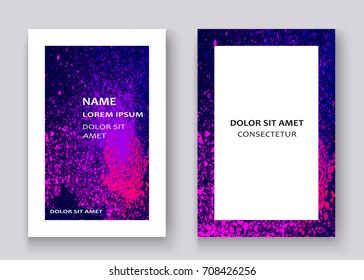 Neon Colorful Explosion Paint Splatter Artistic Covers Design. Decorative Bright Texture Splash Spray On Dark Backgrounds. Trendy Template Vector For Cover Report Catalog Brochure Flyer Poster Banner