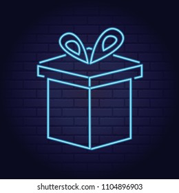 Neon colorful gift box vector illustration