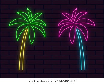 Neon Colorful Palm Outline Vector Icons