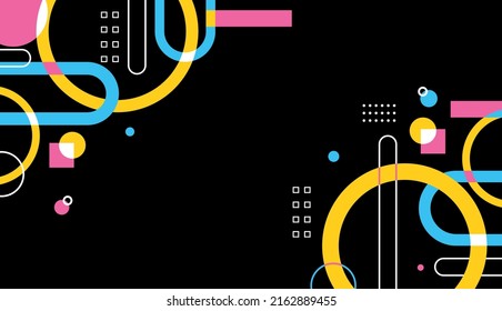 Colores de neón diseño de vector geométrico abstracto con fondo oscuro