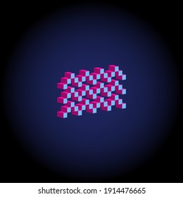 Neon colors isometric 3d sea waves. For illustration, advertising, game, print, web, poster, icon, pictogram, packaging.