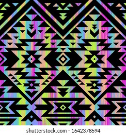 neon colors tribal vector seamless navajo pattern. aztec abstract geometric art print. ethnic vector background. Wallpaper, cloth design, fabric, tissue, cover, textile template.