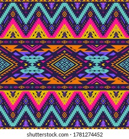 neon colors tribal vector seamless navajo pattern. aztec abstract geometric art ornament
print. Ethnic vector background. Wallpaper, cloth design, fabric, tissue,cotton, cover, textile template.