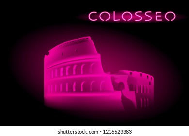 Neon Colosseum
Vector drawing of the Colosseum in Rome in neon light. Neon inscription in Italian - Colosseum. EPS-10.